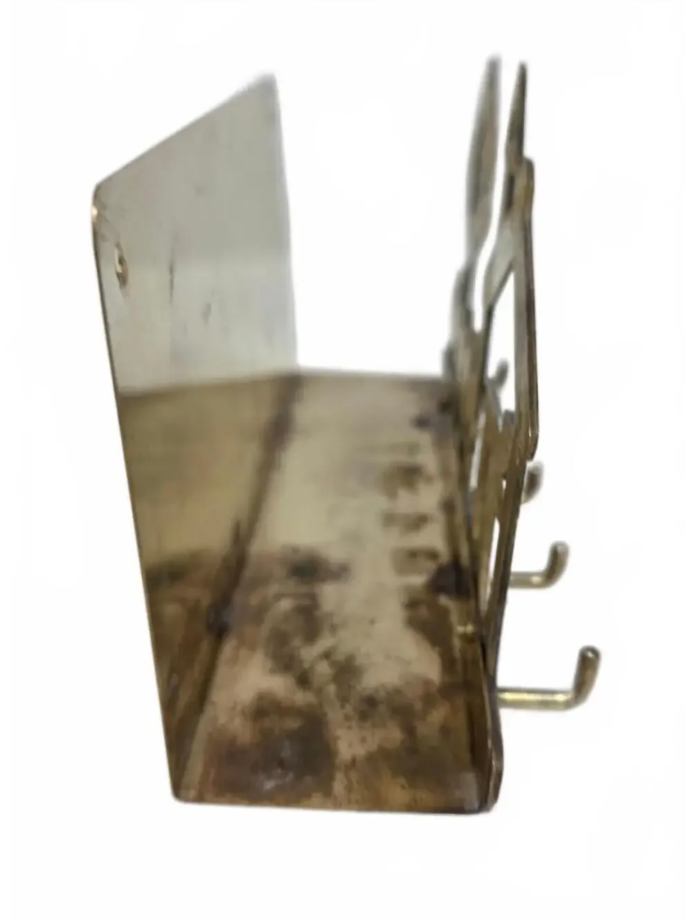 Vintage Solid Brass Mail and Key Holder House Tree Wall Rack 5 Hooks